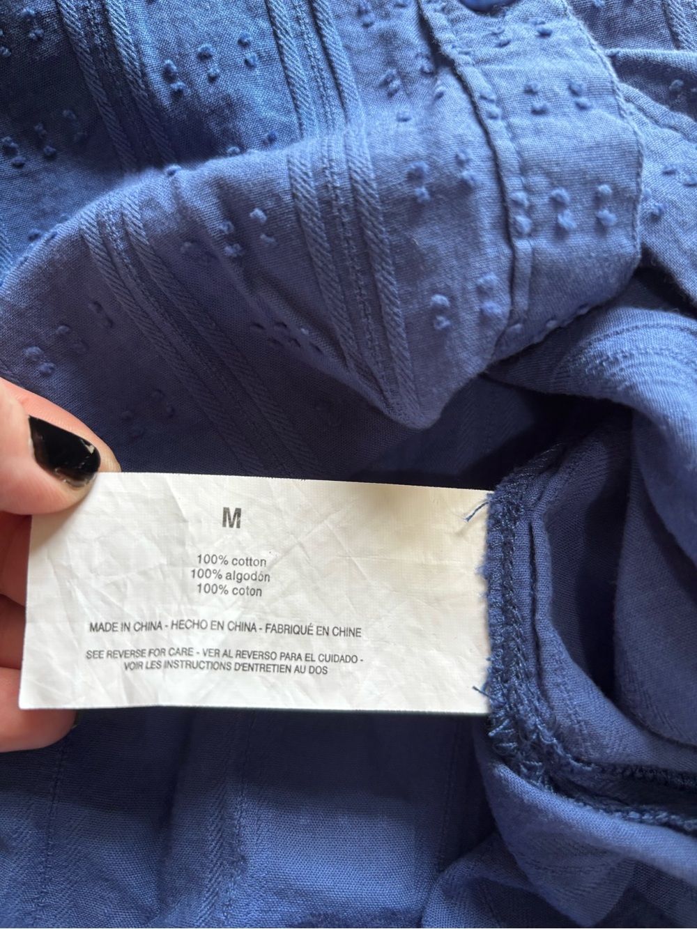 Nine West Blue Pintuck Textured Button-Up Cotton Shirt Medium - Picture 8 of 8
